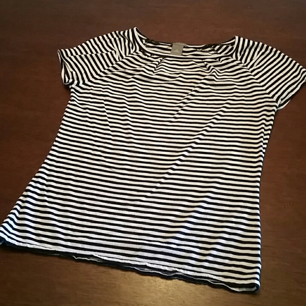 Ann Taylor Medium Black & White Stripped Top